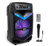 Portable Bluetooth PA Speaker System - 600W Rechargeable Outdoor Bluetooth Speaker Portable PA System w/ 10” Subwoofer 1” Tweeter, Recording Function, Mic In Party Lights USB/SD Radio