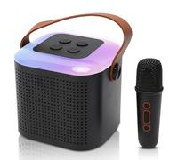 Portable Bluetooth Speaker and Microphone Set, Pa System RGB Speaker with Wireless Microphone Connection 3 Sound Units 200 ㎡ Sound Coverage to TV Cell Phone for Party (Black)