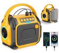Portable Bluetooth Speaker, Compatible with DEWALT 20V Battery (No Battery), Wireless Speaker with FM Radio, 3.5mm AUX Audio Port, USB/Type-C Charging and TF Card Input for