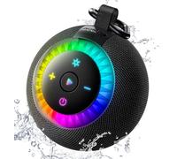 Portable Bluetooth Speaker Shower Waterproof: IPX7 Loud Sound with Suction Cup Removable, Birthday Christmas White Elephant Gifts Stocking Stuffers for Adults Teens, Cool Electronics with Light-Black