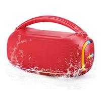 Portable Bluetooth Speaker with 60W Stereo Sound,BassUp, BT5.3,12-Hour Playtime,IP5 Waterproof Wireless Loud Speakers,with Built-In Mic,RGB Multi-Color Rhythm Lights for Outdoor/Party/Gifts-Red