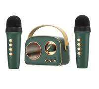Portable Bluetooth Speaker with Dual Microphone Set,Retro Bluetooth Speaker with Home Karaoke Machine,Portable Handheld Karaoke Mics Speaker for Home Party Sing and Music speaking teaching (GREEN)