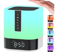 Portable Bluetooth Speaker with Light, Digital Alarm Clock, MP3 Player, White Noise Machine, Sleep Aid with Timer, 48 RGB Colour Changing, Smart Touch Control Night Light, Gifts for Girls Young Teens