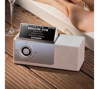 Portable Bluetooth Speaker with Night Light and Wireless Charging, Desktop Clock, 5-Inch Flip Screen, Floating Lyrics, Ideal for Home, Hiking, and Parties