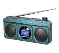 Portable Blutooth Speaker, Mini Radio Boombox with BT/USB/TF/FM Radio Stereo, Retro Player Recorder with Clock Alarm Setting & LED Screen Display, for Home Outdoor Indoor blue