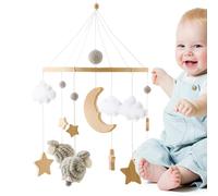 Portable Bohemian Crib Mobile - Rotating Carousel, Visual Stimulation | Colorful Hanging Figures, Gentle Lullaby Player, Secure Clamp Mount for Cradle Entertainment and Developmental Play