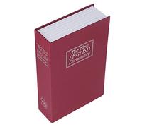 Portable Book Safe Storage Box, Reliable Concealed Design, Stainless Steel Liner, for Jewelry and ID Cards (Red)