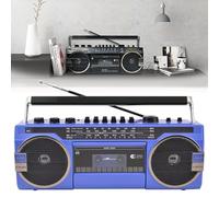 Portable Boombox CD Tape Player,Player Radio,for Family Gatherings Office Living Room and Travel,Square Dancing,enjoy Stations. (Blue)