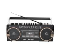 Portable Boombox CD Tape Player, Retro Bluetooth Cassette Recorder with AM/FM Radio, Classic Style Speaker for Family Gatherings and Travel