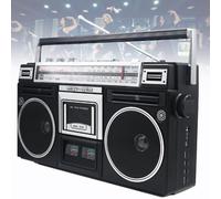 Portable Boombox, Retro CD Player with AM/FM Radio, Cassette Recorder, Supports SD/USB Input, Classic 80s Style for Family Gatherings and Travel