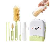 Portable Bottle Brush Set - Cleaning Kit Travel Bottle Storage Box | Special Brush for Newborn Baby Bottle Cleaning Tool Straw | Complete Set of 8 Draining Board for Travel Home Outlets, 165 g Green