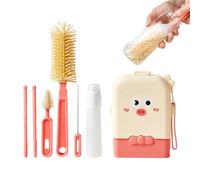 Portable Bottle Brush Set - Cleaning Kit Travel Bottle Storage Box | Special Brush for Newborn Baby Bottle Cleaning Tool Straw | Complete Set of 8 Draining Board for Travel Home Outlets, 165 g Green