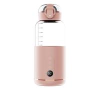 Portable Bottle Warmer, 300 Ml Rechargeable Bottle Warmer,Travel Bottle Warmer,LED Display Baby Flask for Vehicle Car Airplane Journey (Pink)