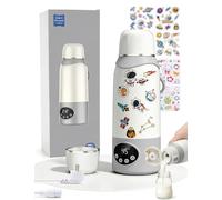 Portable Bottle Warmer for Baby on the Go, 500 ml Baby Bottle Warmer, 320W Fast Heating, Supports 37-100℃, 8 DIY Cartoon Stickers, 12000mAh Battery, with AC Power Cord