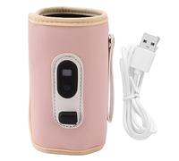 Portable Bottle Warmer for Travel, Baby Milk Warmer with 5-Speed Temperature Control Waterless Milk Warming with LED Display for Comfortable Baby Feeding (Pink)