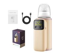 Portable Bottle Warmer, Rechargeable Milk Warmer Cover with Quick Heating Function and 6 Temperature Levels, 8000 mAh 18 W Fast Charging Function, Baby Bottle Warmer for On the Go and Home, 35-55°C