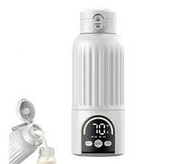 Portable Bottle Warmer with Night Light, 500ML Fast Heating for Breastmilk, Formula & Water, 12000Ah Battery & Precise Temperature Control Cordless Baby Milk Warmer for Travel, Night Feeding (White)