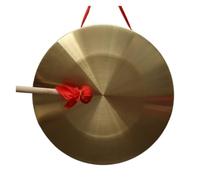 Portable Brass Chinese Hand Gong Cymbals, Chinese Brass Gong Percussion Instrument Gold 15-42cm With Hammer Stage Prop(32cm)