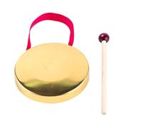 Portable Brass Chinese Hand Gong Cymbals, Traditional Chinese Copper Gong with Wooden Stick Percussion Instrument Gold 9cm 12cm(12CM)