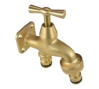 Portable Brass Garden Tap 3/4 Inch BSP Hose Connector Outdoor Water Point No Plumbing Required Solid Brass Hose Tap for Allotment Greenhouse Garage Car Washing Irrigation Hozelock Gardena Compatible