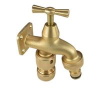 Portable Brass Garden Tap Kit No Plumbing Required Quick Connect Outdoor with 3/4 Inch BSP Bib Tap and Hose Connectors for Greenhouse Garage Irrigation Watering Car Washing Hozelock Gardena Compatible