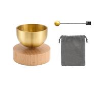 Portable Brass Singing Bowl Set with Wood Base for Stability Portable Brass Sound Bowl with Storage Bag