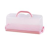 Portable Bread Box with Handle, Loaf Cake Container Plastic Rectangular Food Storage Carrier Bread Keeper with Transparent Lid for Pastries, Bagels, Bread Rolls, Buns or Baguettes (Pink)