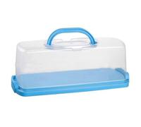 Portable Bread Box with Handle, Loaf Cake Container Plastic Rectangular Food Storage Carrier Bread Keeper with Transparent Lid for Pastries, Bagels, Bread Rolls, Buns or Baguettes (Blue)