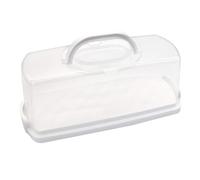 Portable Bread Box with Handle, Loaf Cake Container Plastic Rectangular Food Storage Carrier Bread Keeper with Transparent Lid for Pastries, Bagels, Bread Rolls, Buns or Baguettes (White)