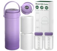 Portable Breast Milk Cooler with Touch Temperature Display, Breastmilk Chiller with 2pcs 9.5oz BPA-Free Bottles, 360° Cooling & Safe-Temp Alert, Travel Breast Milk Storage Bottle for Moms