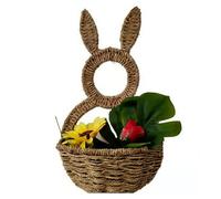Portable Breathable Rattan Storage Basket with Lovely Rabbits Ears Breathable Flower Holder Ideal for Organizing Easy Cleaning Flexible Container