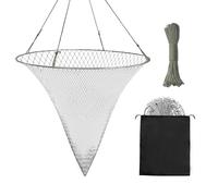 Portable Bridge and Pier Fishing Net with Rope Net, 32" Heavy-Duty Foldable Fishing Cast Nylon Mesh Drop Landing Net for Fishing Pier Crab