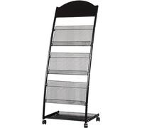 Portable Brochure Stand with Wheels4 ketRack for Recept Areas Sales SchoolsBlack MagazineEasy to Move Professal Presentat