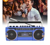 Portable Bt Boombox, AM/FM/SW Radio With 2 Speakers, AUX Interface | Supports Playback From U-disk, SD Card, TF Card, And Tape, Recordable, Tape Cassette Player For Gathering Travel(Blue)