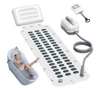 Portable Bubble Bath Massager, Full Body Bathtub Spa Mat with 6-Speed Air Pump and Remote Control, Waterproof Hydro-Massage Cushion with Non-Slip Suction Cups and Inflatable Pillow