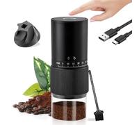 Portable Burr Coffee Grinder, Small Electric Coffee Grinder with 30 Settings, Rechargeable Cordless Coffee Bean Grinder with Conical Ceramic Burr and Cleaning Brush for Travel and Camping