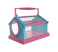 Portable Butterfly Insect Habitat Cage Critter Caterpillars Outdoor for Kids Blue Pink 20x15x13.5 cm