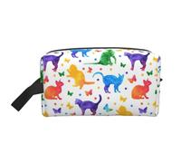 Portable Butterfly Polka Dot and Cat Print Toiletry Bag,Multi Functional Lightweight Large Capacity Storage Pouch