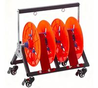 Portable Cable Caddy with Casters, Heavy Duty Wire Spool Rack Multi-Spool Dispenser Organizer, Foldable Electrical Wire Reel Stand Mobile Cart,with Wheels-44×30×47 cm