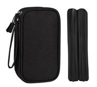 Portable Cable Organiser Bag Travel Organiser Double-Layer Cable Organiser Bag All-in-One Electronics Case for Tech Accessories, Charger, Power Bank, Earphone, Holiday Essentials for Men Women - Black