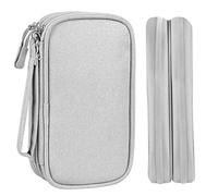 Portable Cable Organiser Bag Travel Organiser Double-Layer Cable Organiser Bag All-in-One Electronics Case for Tech Accessories, Charger, Power Bank, Earphone, Holiday Essentials for Men Women - Grey