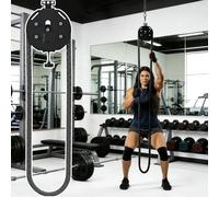 Portable Cable Pulley System Endless Rope Trainer 30kg Max Resistance Home Gym Equipment for Full Body Workout(Black)