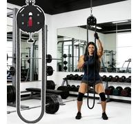 Portable Cable Pulley System Endless Rope Trainer 30kg Max Resistance Home Gym Equipment for Full Body Workout(Black red)