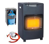 Portable Calor Gas Heater 4.2kw - Indoor & Outdoor Room, 3 Heating Settings | For Home, Camping, Office, Garage & Workshop - Free Standing Butane Cabinet Heater With Wheels, Regulator & Hose