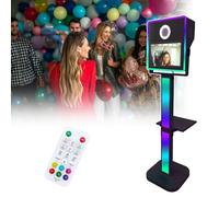 Portable Camera Mirror Photo Booth with 15.6 Inch Touch Screen&Ring Light&Flight Case - DSLR Camera Booth for Wedding Parties/Live Streaming/Christmas/More Events