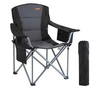 VEVOR Camping Folding Chair for Adults, Portable Heavy Duty Outdoor Quad Lumbar Back Padded Arm Chairs with Side Pockets, Cup Holder and Cooler Bag fo