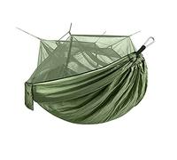 Portable Camping Hammock with Mosquito Net Ultra-Lightweight Double Nylon Hammock for Outdoor Hiking Green Anti-Mosquito Travel Equipment