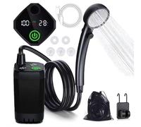 Portable Camping Shower for Camping, Rechargeable Camping Shower Pump with LED Display, 3 Spray Modes, Car Camping Gear, Pet Bathing Dog Shower for Hiking, Travel, Car Washing (Black 1set)