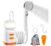 Portable Camping Shower Rechargeable | 8000mAh Battery Powered Shower Pump with LED Light | 4 Spray Modes Adjustable | IPX7 Waterproof Outdoor Shower Set for Travel, Car Washing, Pet Bathing, Garden