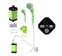 Portable Camping Shower, Rechargeable Travel Sprayer, 11.42x7.48x3.35 inchesWaterproof Pump System, Display Control, Adjustable Spray Modes, Outdoor Use for Garden Pet Vehicle Wash